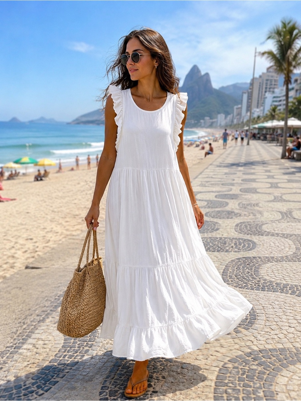 Universal Thread White Ruffle Sleeve Maxi Dress